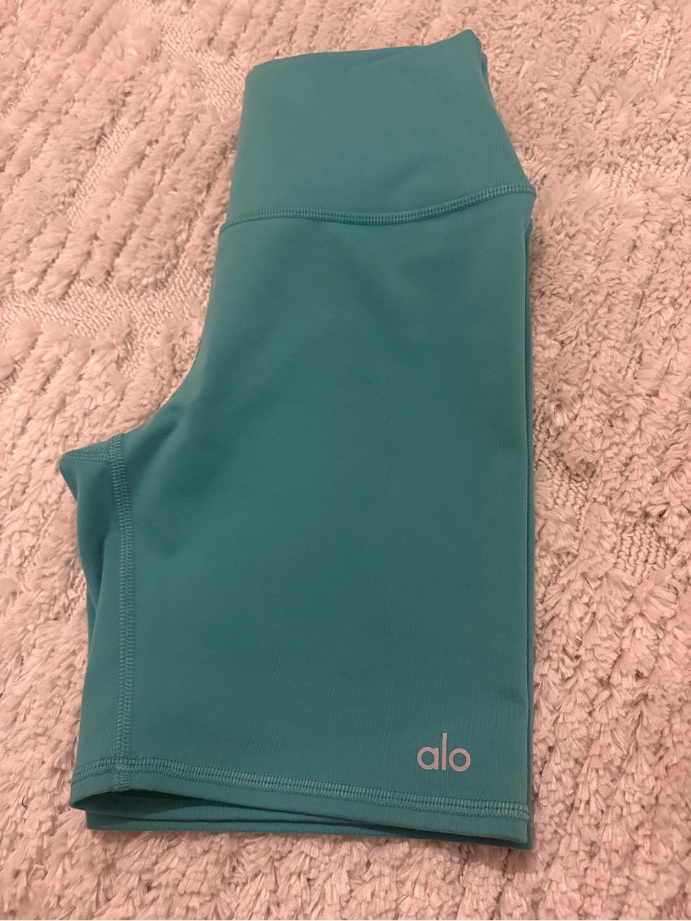 ALO Yoga Teal High-Rise Bike Shorts - Picture 2 of 4